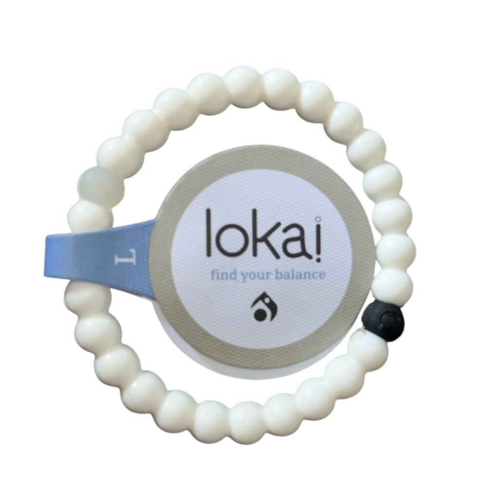 Lokai White Bead Bracelet with Black Accent